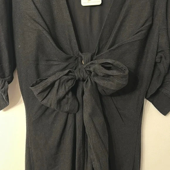 FREE PEOPLE Black Linen Blend Vintage Summer Midi Dress - Picture 6 of 12